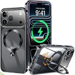 【唯一無二・360°回転CD スタンド】ZapNet iPhone 17 Pro 用 クリア ケース Magsafe 対応 [定点スタンド・超絶安定性][本体を再現・極透明]ストラップホール付き マグセーフ ワイヤレス充電対応 黄変防止 米軍MIL規..