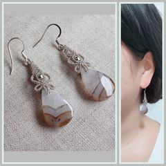 みっちゃんです＊14kgf/天然石モンタナアゲートいちょうのイヤリング他