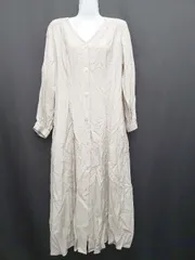 ◇ Θ グリーンレーベル UNITED ARROWS Vネック 長袖 膝下丈 ワンピース ベージュ系 レディース E  【1507100013316】