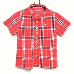 ★SALE価格★【超美品】ルコックゴルフ 半袖ポロシャツ レッド×ネイビー チェック  レディース L ゴルフウェア le coq sportif