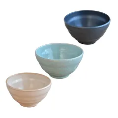 【在庫処分】テーブルウェアイースト 陶器 やすらぎめし碗 茶碗 3色1個ずつセット 和のうつわ 11.9cm