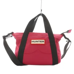 ハンター HUNTER ナイロン ミニ トップ クリップ トートバッグ ハンドバッグ ショルダーバッグ 2way ロゴ ピンク 黒 ブラック /AN8