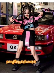新品入荷 ダンス衣装 ガールズ ジャズヒップホップ セットアップ キッズダンス衣装 黒 K-POP パンツ ピンク 韓国 ジャケット 派手  vii3u448126