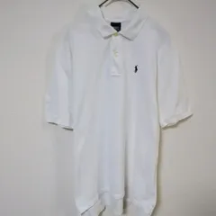 希少　90年代　ポロバイラルフローレン　ポロシャツ　メンズM　白色　綿　刺繍ロゴ