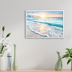 サラデママ ビーチアートポスター 20×30cm A4 海 日の出 ハワイ風 インテリア 写真 フレーム別売