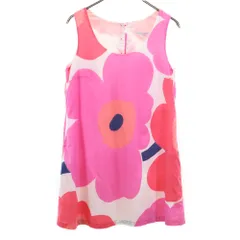 マリメッコ 花柄 ノースリーブ ミニワンピース 36 ピンク系 marimekko レディース