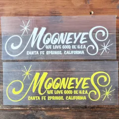 ムーンアイズ/転写　ステッカー◆ロゴ　抜き　大　イエロー/ホワイト◆カッティングステッカー