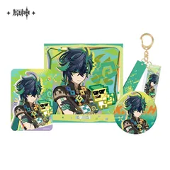 原神・公式　缶バッジ＆ストラップ＆カード＆特典　4点セット（勇気と努力の証）キィニチ　シロネン