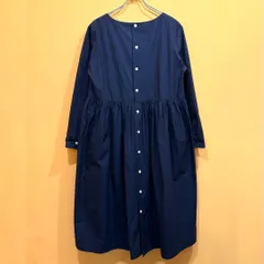 2way STAMP AND DIARY ワンピース ネイビー ギャザー 日本製