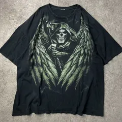 希少 スカル 死神 オーバーサイズ Tシャツ ロックT バンT バンドT スミクロ ブラック ビッグシルエット ビッグサイズ  ボックスシルエット Y2K ゆるだぼのサムネイル