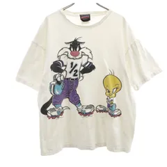 AMERICA'S FAVORITES 90s オールド ルーニーテューンズ トゥイーティー シルベスター 半袖 Tシャツ L ホワイト キャラクター メンズ 古着