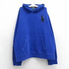 古着 ラルフローレン 長袖 ブランド トップス パーカー キッズ ボーイズ 子供服 90s ビッグポニー コットン 青 ブルー 25may07