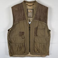 古着 キャメルコレクション CAMEL COLLECTION ハンティングベスト フルジップ ワンポイントロゴ ポケット 54  カーキ系 メンズ