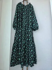 ミントフローラル パフ袖 風城ロングドレス