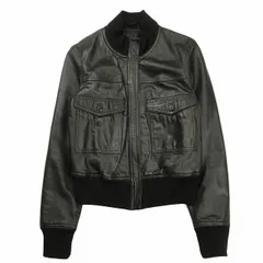 アナイ ANAYI ラムレザー シングル ライダース ジャケット ジップアップ リブ 羊革 フライフロント 比翼 ブルゾン ジャンパー 上着 アウター 36 黒 ブラック レディースのサムネイル