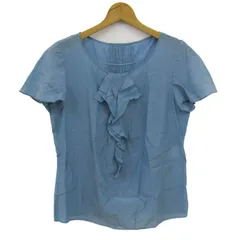 コムサ・デ・モード ブラウス シャツ トップス 半袖 プルオーバー フリル 日本製 レディース 9サイズ 水色 COMME CA DU MODE 【中古】