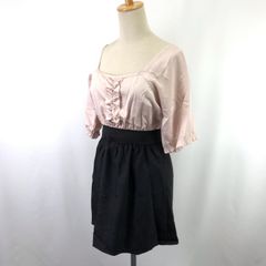 BE RADIANCE【ビーラディエンス】 ワンピース 【size:F/ミニ丈/薄ピンク×黒】dress◆BJ001-a