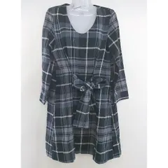 ◇ ◎ URBAN RESEARCH ROSSO チェック 長袖 膝丈 ワンピース サイズF ブラック ネイビー オフホワイト レディース  【中古】 【1206060004111】