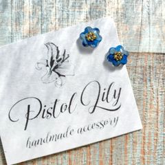 No.O-416 小さな水彩フラワーハンドメイドピアス サージカルステンレスピアス