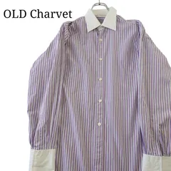 【made in France】OLD Charvet ストライプ 切り替え 紫のサムネイル