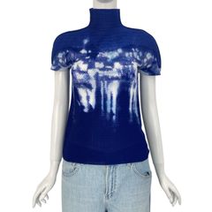 極美品 ME ISSEY MIYAKE ミーイッセイミヤケ カットソー 街並みデザイン 自動車 ブルー