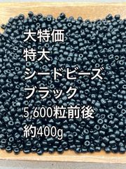 特大　シードビーズ　ガラスビーズ　ノーマル　ブラック約400g
