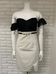 540 dazzy store デイジーストア　キャバドレス　オフショル　タイト　ビジュー　レースラメ　フリル　L