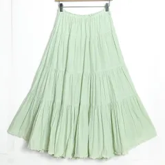 ピンクハウス★ふんわり軽やか　ボリュームティアード　ロングスカート 薄荷グリーン系　紙タグあり＊z15452