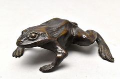 カエル 蛙 銅製 ブロンズ像 骨董 置物 インテリア 工芸品 美術品 A3392