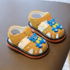 笛付きサンダル ベビーサンダル 可愛い 熊 笛付き 音が鳴る 男の子 予備の笛1ペアおまけ 女の子 13 ファースト11 夏靴 音の鳴る靴 おしゃれ キッズ 12  vii3w571330