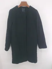 ◇ N. Natural Beauty Basic 通勤 OL シンプル 無地 長袖 ノーカラー コート サイズM ブラック レディース P  【1307060005549】