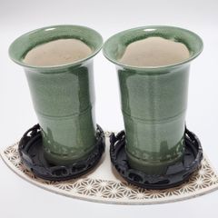 花瓶 花器 仏花 インテリア 2個セット 竹柄 生花 プリザーブドフラワー ドライフラワー 造花 陶器