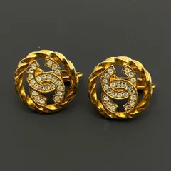 CHANEL シャネル ラインストーン ロゴイヤリング 金 ココマーク ヴィンテージ イヤリング レア 管理番号：7843