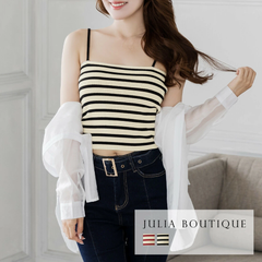JULIABOUTIQUE ジュエルブティック　クロップド丈ボーダー柄キャミソールニットトップス