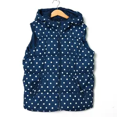 ギャップ ダウンベスト 中綿入り ドット柄 アウター キッズ 女の子用 160サイズ ネイビー GAP 【中古】