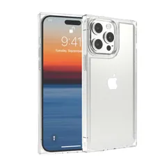 ANHONG クリアスクエアケース iPhone 14 Pro Max 6.7インチ対応 2022 360 フルボディカバー ハードPC + ソフトシリコンTPU 2イン1 HDクリア耐衝撃カ [HDクリア+PCバック] [iPhone 14 Pro Max]