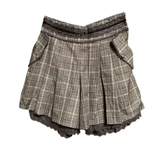 axes femme ブラウン チェック フレア パンツ レディースM アクシーズファム