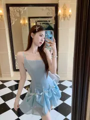 3way?ミニ丈ワンピース★パーティードレス?リボンワンポイント