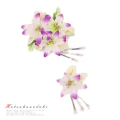 特別セール価格 髪飾り 成人式 振袖 袴 花 2点セット 白 ピンク ゴールド 大特価 ちりめん ビラ簪 ビーズ ラインストーン おし No.8-0869