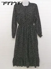 ◇ fifth 花柄　ハイネック　ウエストゴム 長袖 膝下丈 ワンピース ブラック　ピンク　グリーン レディース  【中古】 【1106040011293】