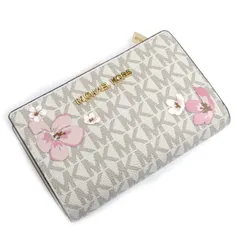 Michael Kors マイケルコース ビルフォールド MKシグネチャー ウォレット 二つ折り財布 ホワイト ライトクリーム マルチ 35S4GTVF8I レディース 中古 極美品