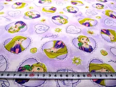 約108×80 7982 ラプンツェル パープル 紫 ディズニープリンセス キャラクター 生地 布 キャラクター生地 キャラクター 生地 布 男の子 女の子 入園 入学