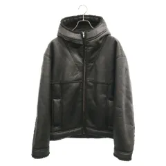 SUPREME (シュプリーム) 23SS Faux Shearling Hooded Jacket フェイクレザー フーデッドジップアップ ボアムートンジャケット ブラックのサムネイル