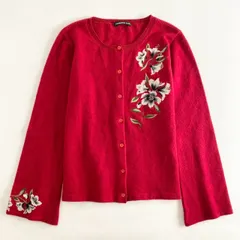 8j17 VIVIENNE TAM ヴィヴィアン タム フラワー刺繍 ウールカーディガン 1 レッド Vivienne Westwood ヴィヴィアン ウエストウッドのサムネイル