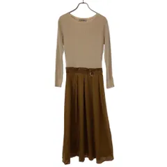 ナノユニバース 長袖 ニット ドッキング ワンピース 38 ベージュ系 nano universe レディース 古着 【240210】