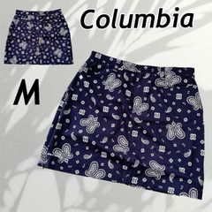 Columbia コロンビア レディース スカート M サイドファスナー ジップ ミニ ペイズリー柄 113 PL5036 アウトドア 総柄  ネイビー系 (G08)★