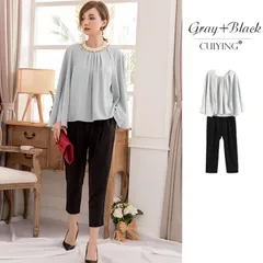 セットアップ ママスーツ 母 ママ 結婚式 大きいサイズ パンツドレス  パーティードレス ドレス 2点セット セット 半袖 パーティー フォーマル スーツ お呼ばれ 披露宴 二次会 cuiying111