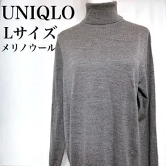ユニクロ タートルネック ニットセーター メリノウール グレー L used in Japan