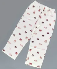 【中古】衣類 総柄(キャラクター柄) ロングパンツ ホワイト×レッド レディースフリーサイズ 「あつまれ どうぶつの森 meets GELATO PIQUE」