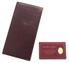 カルティエ 札入れ 財布 マスト レザー メンズ Cartier ボルドー 二つ折り コンパクト メンズ 札入